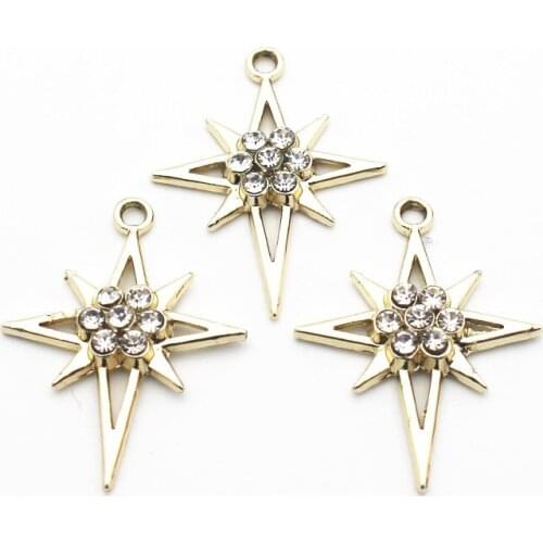 20pcs/lot Crystal Alloy star Dangle Charms Lobster Clasp Hanging Charm For Bracelet&Pendant Floating Charms Jewelry