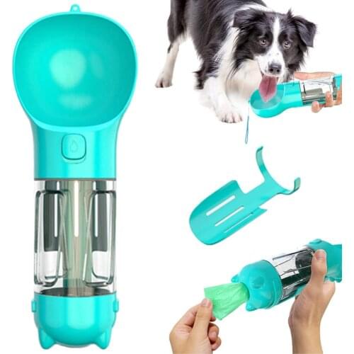 Dog Water Bottle Drinking Bowl 3 in 1 Portable Puppy Water Dispenser Poop Shovel and Garbage Bag Storage For Pets Outdoor Travel