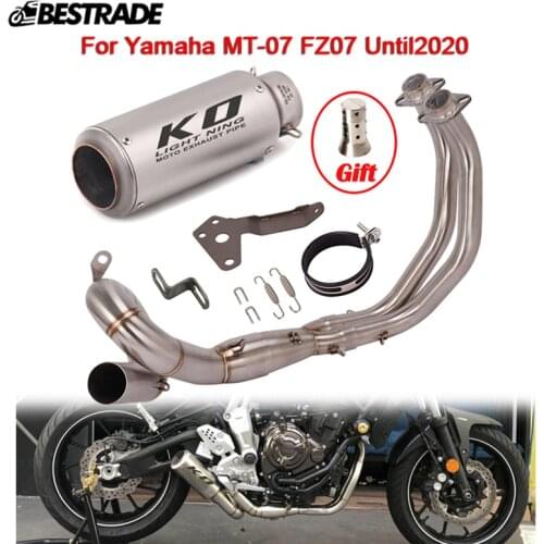 Full Exhaust System For Yamaha MT-07 FZ07 Motorcycle Exhaust Muffler Slip On 51mm Front Mid Connect Link Pipe Stainless Steel