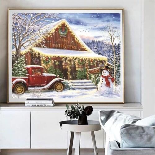 Full Square Drill 5D Diamond Painting Christmas Diy Diamond Embroidery Snowman Mosaic Wall Art Picture Home Decor Rhinestone