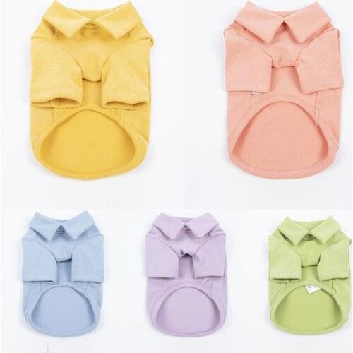 Dog Lapel Shirt Sweater Autumn Spring Clothes Solid Soft Vest For Tiny Small Medium Dogs Puppy Pet Apparel Costume