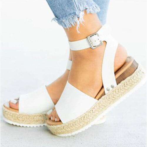 Platform Shoes Sandals Women Classic Buckle Summer Shoes Breathable Wedge Shoes Casual Sandals Large Size