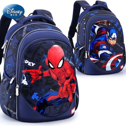 2021 New Disney Schoolbag Primary School Girls Boys Spider-Man Iron Man Children Captain America Printed Pattern School Backpack