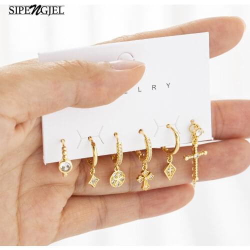 Fashion Cubic Zirconia Cross Pearl Gold Earrings Long Tassel Chain Charm Korean Earrings For Women Fashion Jewelry 2020