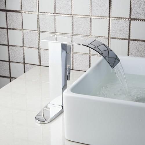 YANKSMART Luxury Waterfall Bathroom Chrome Brass +Cover Plate 922695724 Deck Mounted Sink Basin Torneira Faucets,Mixers &Taps