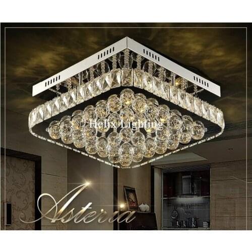 Modern Crystal LED Ceiling Light Fixture Stainless Steel Square Crystal Ceiling Lamp Hallway Corridor Free Shipping Ready Stock