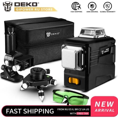 DEKO DKLL12PB2 12 Lines 3D Laser Level Self-Leveling 360 Degrees Super Powerful GREEN Laser Beam Horizontal Vertical Cross Line