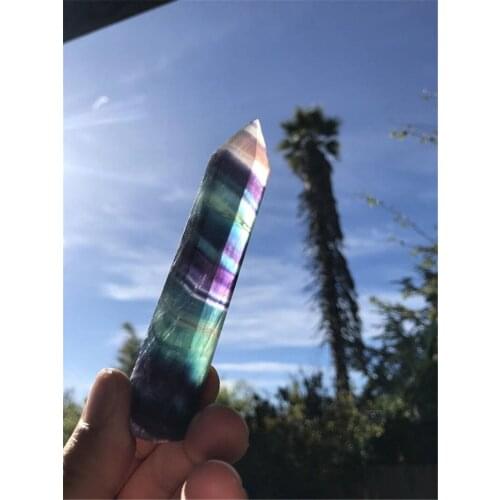 Gorgeous 100% rainbow Natural fluorite Crystal polished single point healing as Valentine gift