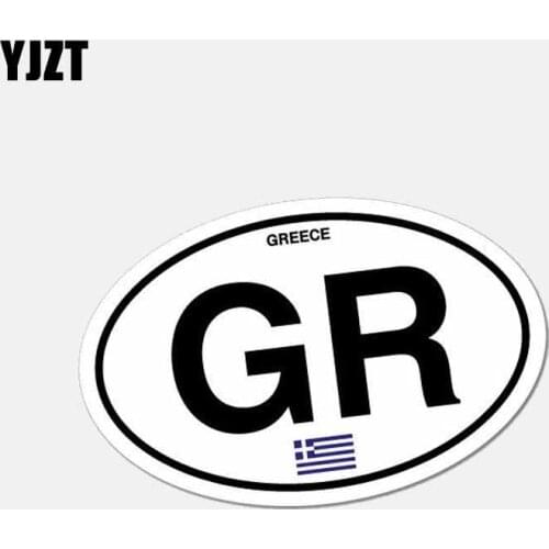 YJZT 11CM*6.9CM Greece Country Code GR Sticker Motorcycle Decal Oval Flag Car Sticker 6-2643