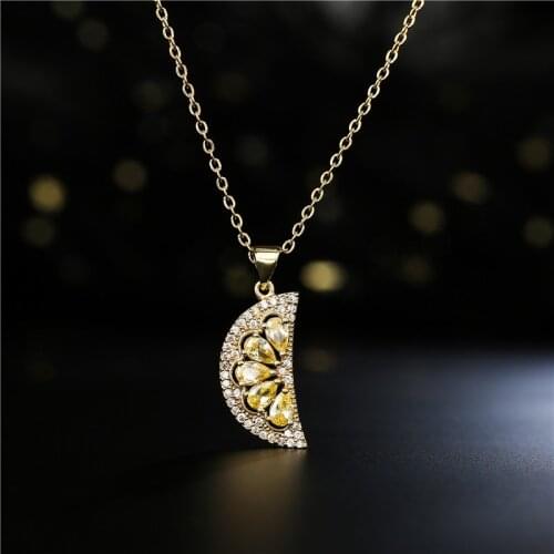 Luxury Crystal CZ Necklace 2021 New Fashion Fruit Shape Pendant Necklace For Women Girl Wholesale Female Wedding Jewelry