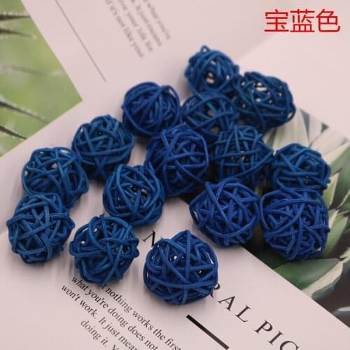 1PCS/3cm Royal Blue Christmas Rattan Ball Decorative Stakes & Wind Spinners Yard Planter Colorful Stakes Indoor and OutdoorDecor