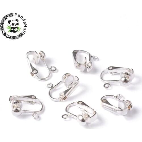 10pcs Iron Ear Clip Earring Converter Non-pierced Ear Hoop for Jewelry Making DIY Earring 15.5x13.5x7mm Hole: about 1.2mm