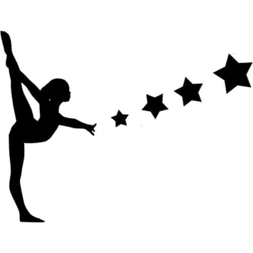 17CM*12.9CM Interesting Gymnastics Sports Silhouette Vinyl Car Sticker Decor Black/Silver S9-0501