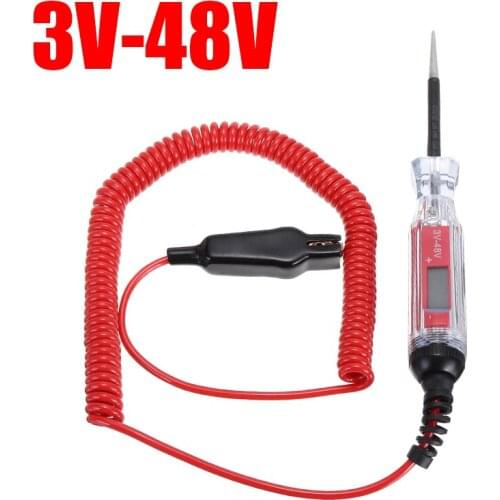 3V-48V Digital Electric Circuit LCD Tester Light Car Trailer RV Test Voltage Meter Power Probe Lamp Test Pen with Line