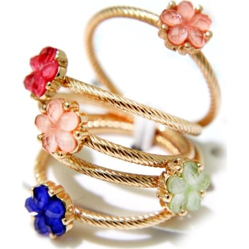 5 Pcs Gold Color Crystal Flowers Rings Set For Women Girl Fashion Bohemian Clear Crystal Stone Knuckle Midi Rings set Jewelry