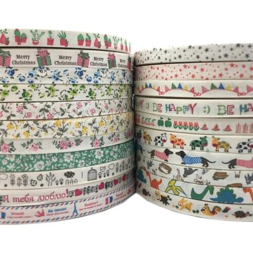 5 Yards/lot 15mm Cotton Ribbon Handmade Design Printed Cotton Ribbons For Wedding Christmas Decoration DIY Sewing Fabric
