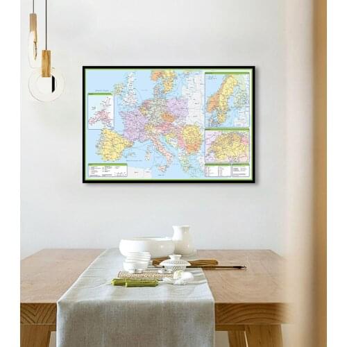 59*42 cm The Europe Political Map with Details Wall Art Poster Decorative Canvas Painting School Supplies Classroom Home Decor