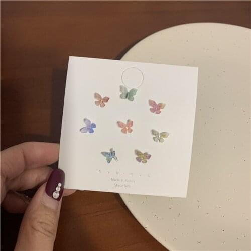 8 PCS Fairy Acrylic Butterfly Stud Earrings Set For Women 2021 Trend Tiny Aurora Butterfly Korean Helix Studs Earrings Jewelry