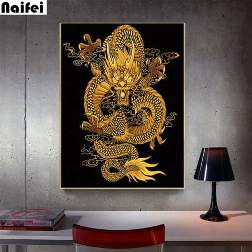 Diy Handicrafts Chinese Dragon Diamond embroidery full Square Diamond Painting Cross stitch Golden Dragon Home Decor Picture