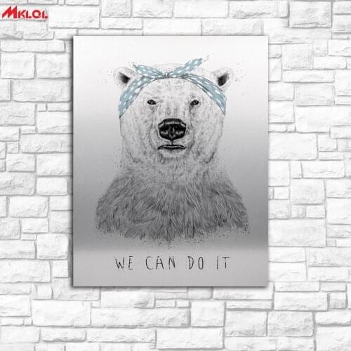 Large Wall Art bear Aunt Portrait Canvas Painting For Living Room Home Decoration Oil Painting On Canvas Wall Painting no fram