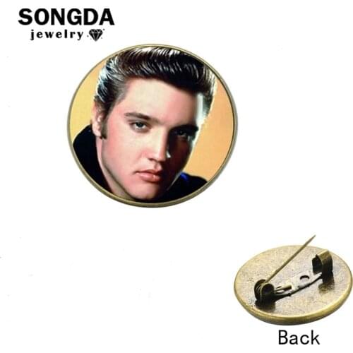SONGDA Charm Rock Star Brooch Pins Retro Famous Male Music Singer Art Pattern Glass Dome Metal Lapel Pin Button Badges Trinkets