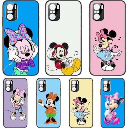 Minnie Mouse Headphone Phone Case For xiaomi redmi POCO F1 F2 F3 X3 Pro M3 9C 10T Lite NFC Anime Black Cover Silicone Back Prett
