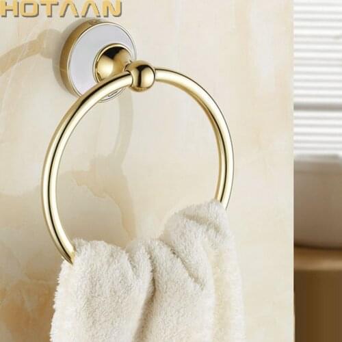 Vintage Style Bathroom Towel Ring Wall Mount Holder Towel Rack Gold Color Plate Stainless Steel Bathroom Accessories