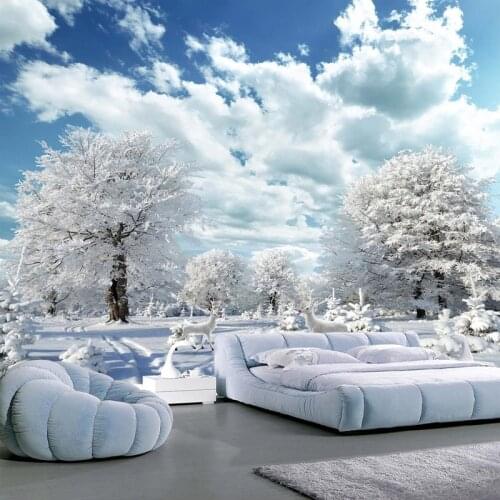 Photo Wallpaper 3D Winter Snow Landscape Murals Living Room TV Sofa Background Wall Cloth Eco-Friendly Waterproof Wall Paper 3 D