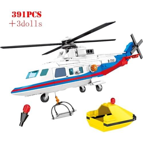 City Rescue Helicopter Plane Aircraft Building Blocks Military Police Swat Figures Airplane Bricks Toys For Children Kids Gifts