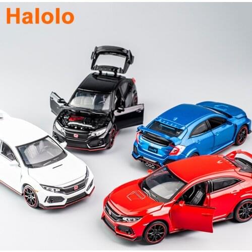 Halolo 1:32 HONDA CIVIC TYPE-R Diecasts & Toy Vehicles Metal Car Model Sound Light Collection Car Toys For Children Gift