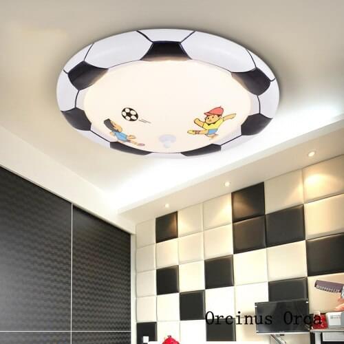 Creative personality soccer ceiling lamp for boys bedroom children room lamp cartoon color basketball led eye care ceiling lamp