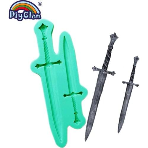 Creative Sword Shield Silicone Mold For Cake Decorating Chocolate Fondant Molds Dragon Sugarcraft Mastic Cake Border Resin Mould