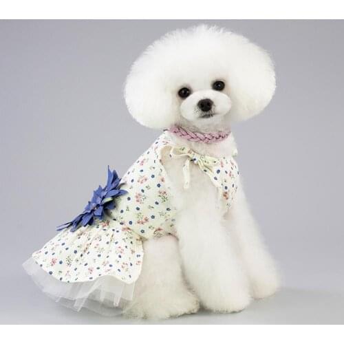 Summer Pet Skirt Flower Design Breathable Polyester Dog Printed Dress for Summer одежда для собак