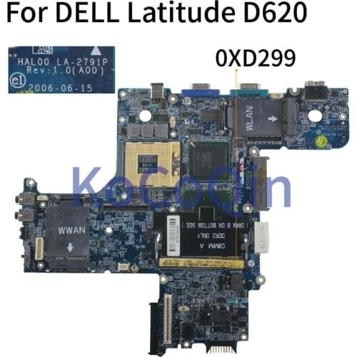 KoCoQin Laptop motherboard For DELL Latitude D620 945GM Mainboard CN-0XD299 0XD299 HAL00 LA-2791P DDR2