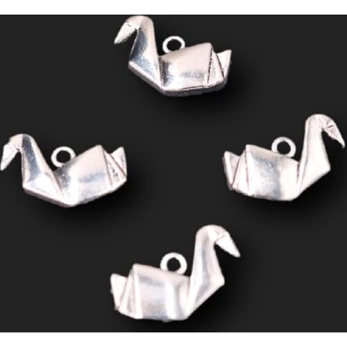 15pcs Silver Plated Cute Origami Crane Wish Pendants Bracelet Earrings Metal Accessories DIY Charms Jewelry Crafts Making A1928