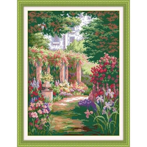 Romantic back garden Landscape counted and stamped cross stitch kits Aida 11ct 14ct printed canvas embroidery set DIY needlework