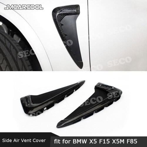 For BMW X Series X5M F85 X5 F15 Carbon Fiber Front Fender Air Vent Cover Trims Spoiler Side Fins Shark Gills Style Winglet