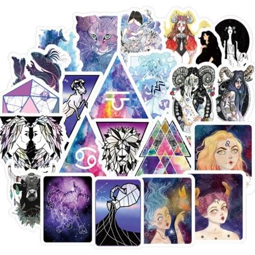100 PCS Beautiful galaxy 12 constellation Stickers for Luggage Laptop Decal Skateboard Stickers Bike Motorcycle Fridge Sticker
