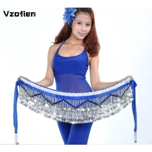 2016 New Multi-color Beautiful Danse Du Ventre Belly Dance Dancing Waist Chain Hip Scarf Belt 8 Colors with 258 Coins