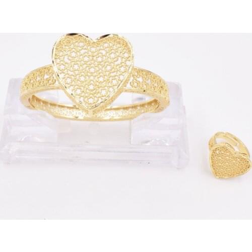 NEW High Quality Ltaly 750 Gold color Jewelry Set For Women african beads fashion Bracelet Ring jewelry