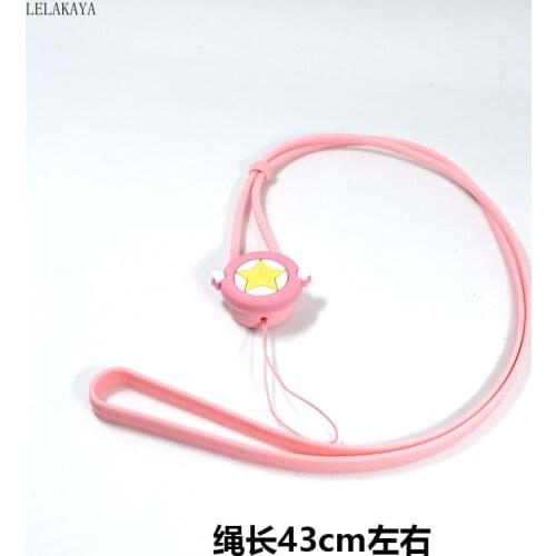 New 43CM Universal Mobile Phone cover Case Rope Long strap Sakura Cute Luna Cat Action Figure Silicone Charm Lanyard For iphone