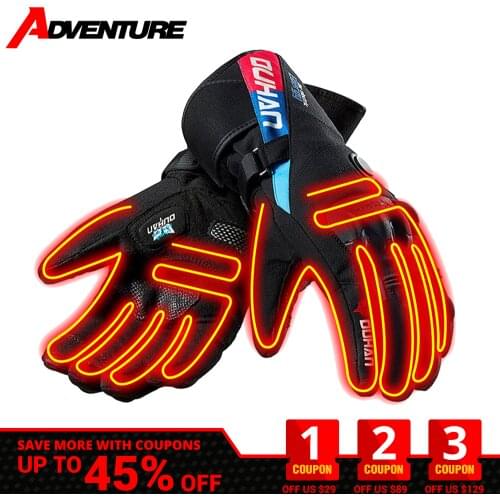 DUHAN Heated Gloves Men Women Touch Screen Guantes Moto Warm Heated Motorcycle Gloves Waterproof Winter Full Finger Gloves