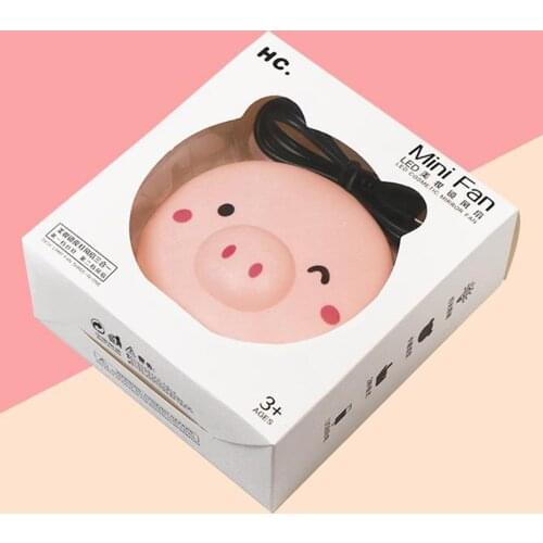 Portable Makeup Mirror Fan With Light Handheld Fan Usb Mini Cute Piggy Fan With Led Fill Light Mirror