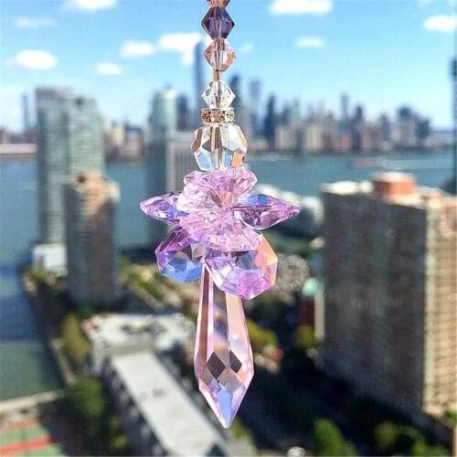 Rainbow Crystal Hanging Decoration Modern Angel Chakra Suncatcher Home Car Charm Pendant Creative Mascot Stone Ornaments