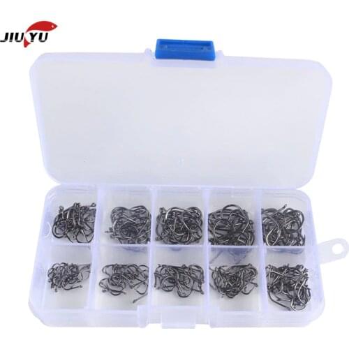100/200pcs High Carbon Steel Fishing Hooks Set Single Circle Barbed Fishhook Fly Fishing Carp Hooks Sea Tackle Accessories
