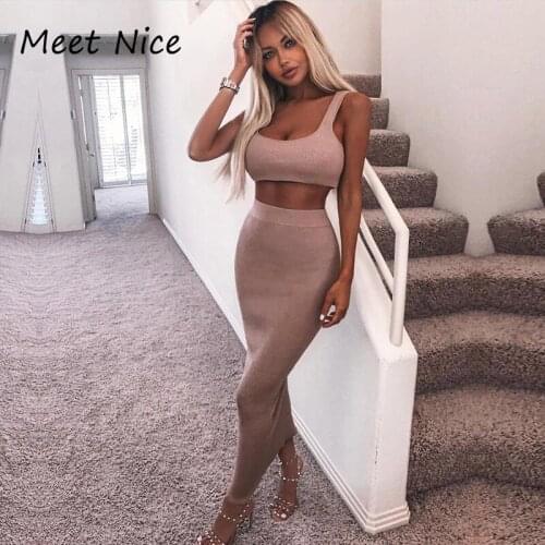 Sexy 2 Two Piece Set Womens Sets conjunto feminino Women Crop Tops and Skirt Set Sexy Sleeveless Casual Short Top Clubwear Sets