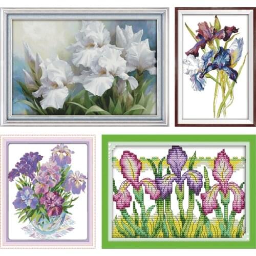 The Iris Flower Series Large living Room Decoration Grid Embroidery Needlework Cross Stitch DIY Handwork Flowers 11CT 14CT