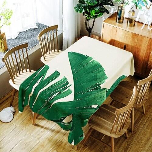 3d Banana leaf and Cactus Tablecloth Creative Green Plant Pattern Polyester Comfortable Waterproof Table Cloth Cover for Home