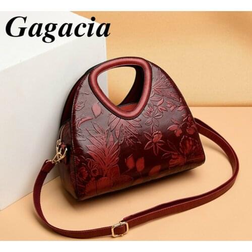 Gagacia Womens Top-handle Handbag High Quality ladies Retro Leather Shoulder Bags Vintage Chinese Style Crossbody Bag For Women