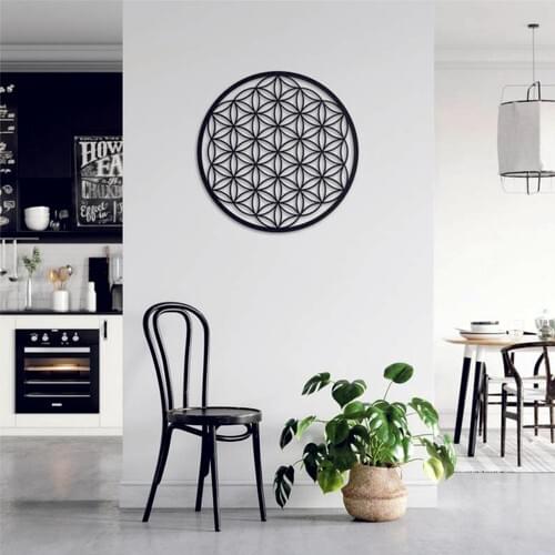 Wood-Flower of Life-Sacred Geometry Decorative Table-Diameter 50 Cm